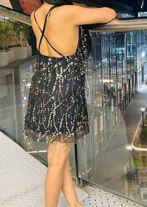 Black Sequence Party Dress
