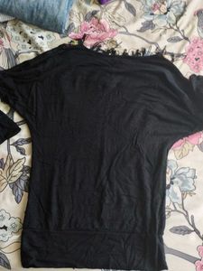 Embroidered Black Tunic Top