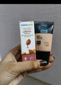 Mamaearth Lipstick & Maybelline Foundation