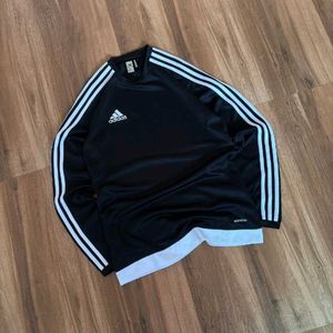 Adidas Black & White Striped Long Sleeve Shirt