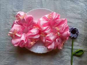 Pink Satin Scrunchies