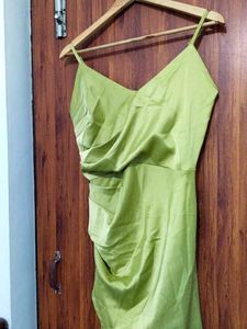 Lemon Green Solid Western Dress For Women