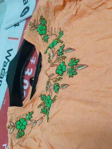 Elegant Peach Embroidered Gown