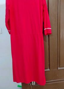 Red Embroidered Kurta With Pants