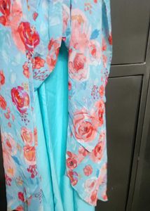 Floral Print Floor Touch Gown