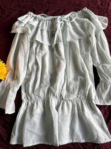 Sage Green Ruffle Top