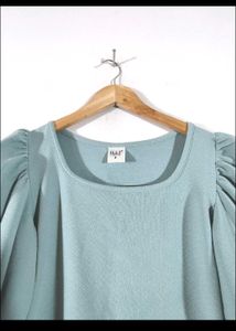 Cute Light Blue Puff Sleeve Top