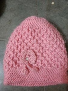 Pink Knitted Beanie with Flower