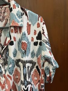 Patterned Button-Down Crop Top