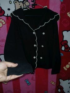 Cute Korean  Black Cardigan