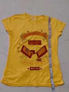 Yellow &#34;Offline Society&#34; Graphic Tee