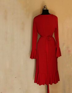 Shein Red Ruffle Wrap Dress