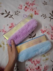 Blue and Purple Fur Pouches - Pack Of 2