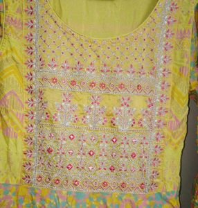 Yellow Embroidered Kurta