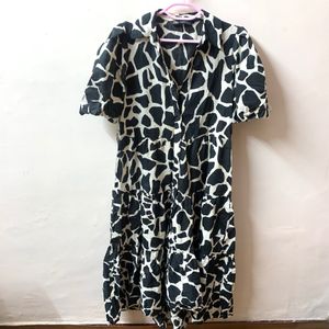 Tiered Midi Dress - Abstract Print