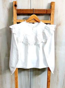 White Eyelet Ruffle Top size-38
