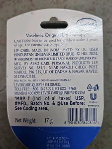 Vaseline Lip Therapy Original Care