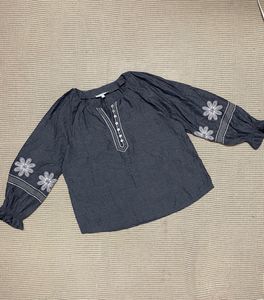 Charcoal Chambray Embroidered TunicTor