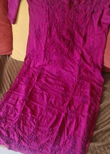 Dark Wine Heavy Work Lucknowi Kurti