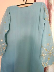 Elegant Blue Embroidered Kurta Set