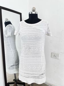 White Crochet Mini Dress