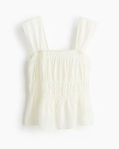 H&amp;M White Smocked Top