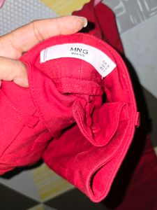 MANGO New Red Ankle Length Trouser