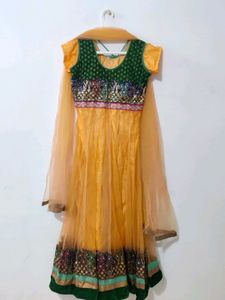 Gold Colour Anarkali Kurta Set