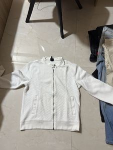 White Quilted Zip-Up Jacket