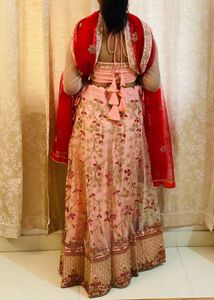 Embellished Pink Lehenga With Contrasting Dupatta