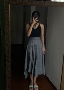 Asymmetrical Fold Pleat MIDI Skirt