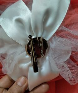 White Flower Satin Bow