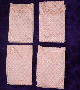 Peach Embroidered Kurti Fabric