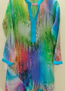🌈Multi Clr Pakistani Style Full Length Kurti