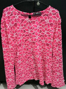 Pink Floral Lace Top