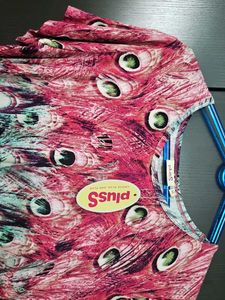 Plus Size Peacock Feather Print Top
