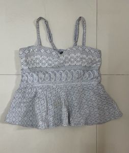 Embroidered Peplum Top