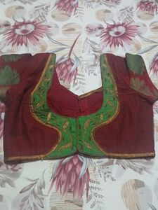 Maroon Saree With Stiched Blouse