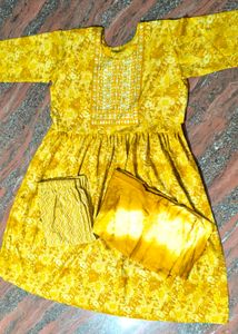 Anarkali Suit Yellow Colour