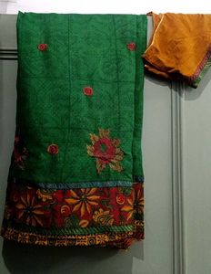 Beautiful Green Saree With Blouse