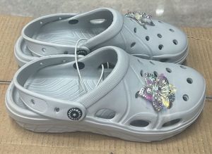 Grey Crocs with Butterfly Charms