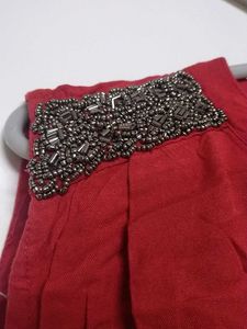 Red Colour Shirt With Embellished Work On Sholder