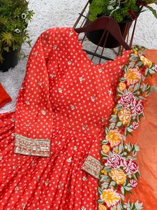 Orange Beautiful Gown Available In 3 Colour Teej