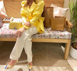 Chic Yellow Blazer Dress