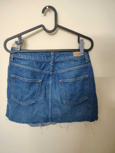Denim Mini Skirt with Side Stripe