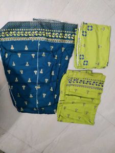 Elegant Embroidered Teal &amp; Lime Green Salwar Kamee