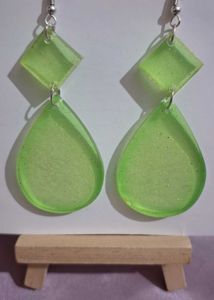 Lime Green geometric Resin handmade Earrings