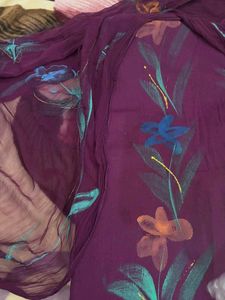 Unstiched   Cotton Suit With Brush Paint work