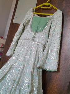 pastel green with multi sequin
