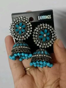Turquoise Jhumka Earrings